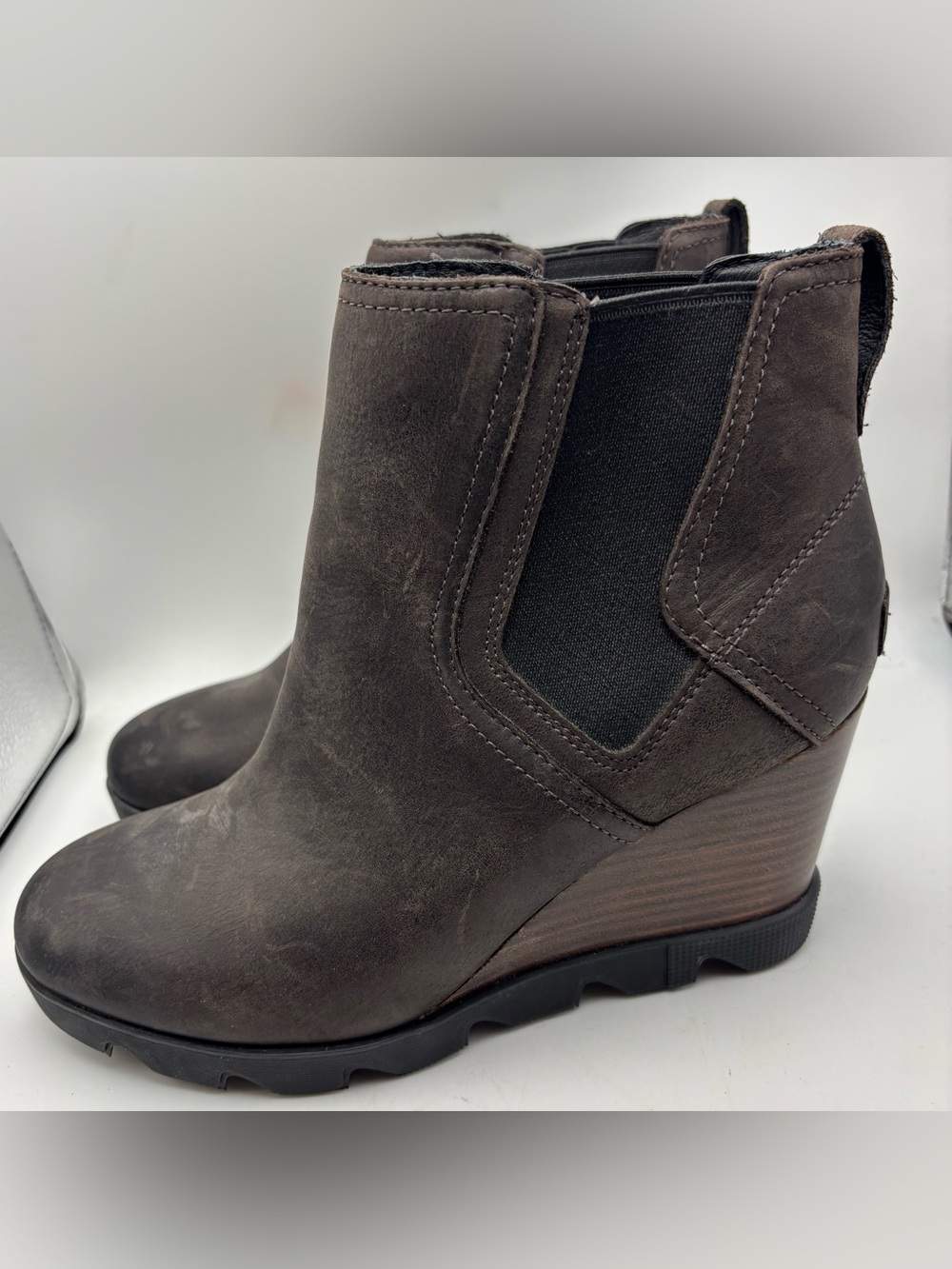Sorel Joan Uptown Chelsea Wedge Booties Waterproof Brown Leather Women’s 9 NWT - Picture 3 of 9